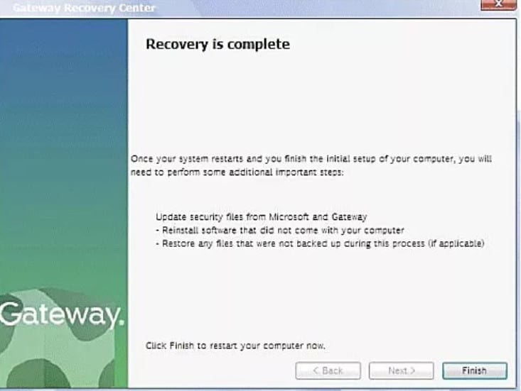 Gateway recovery management windows 7 0
